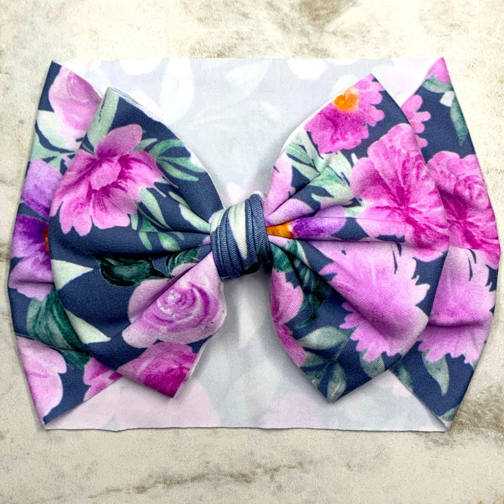 Beautiful floral handmade infant head wrap in blossom